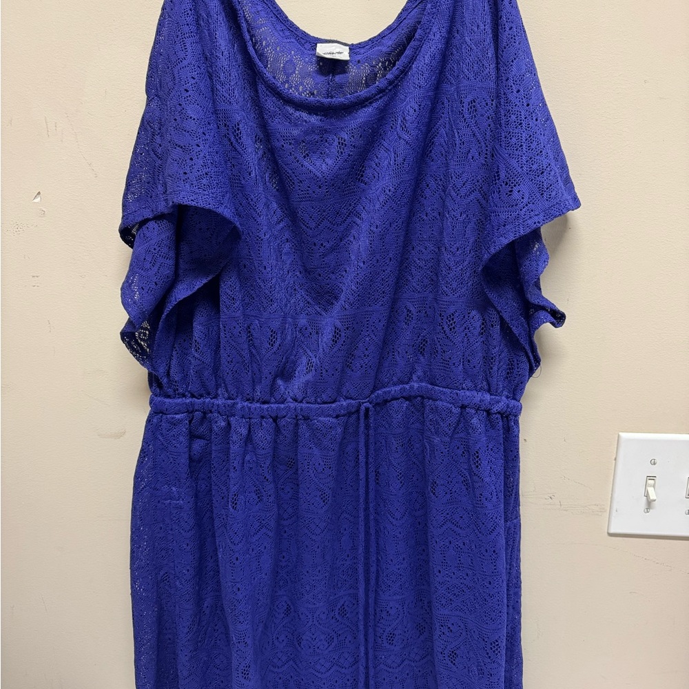 Cherie Blue Lace Swimsuit Cover Up 2xl